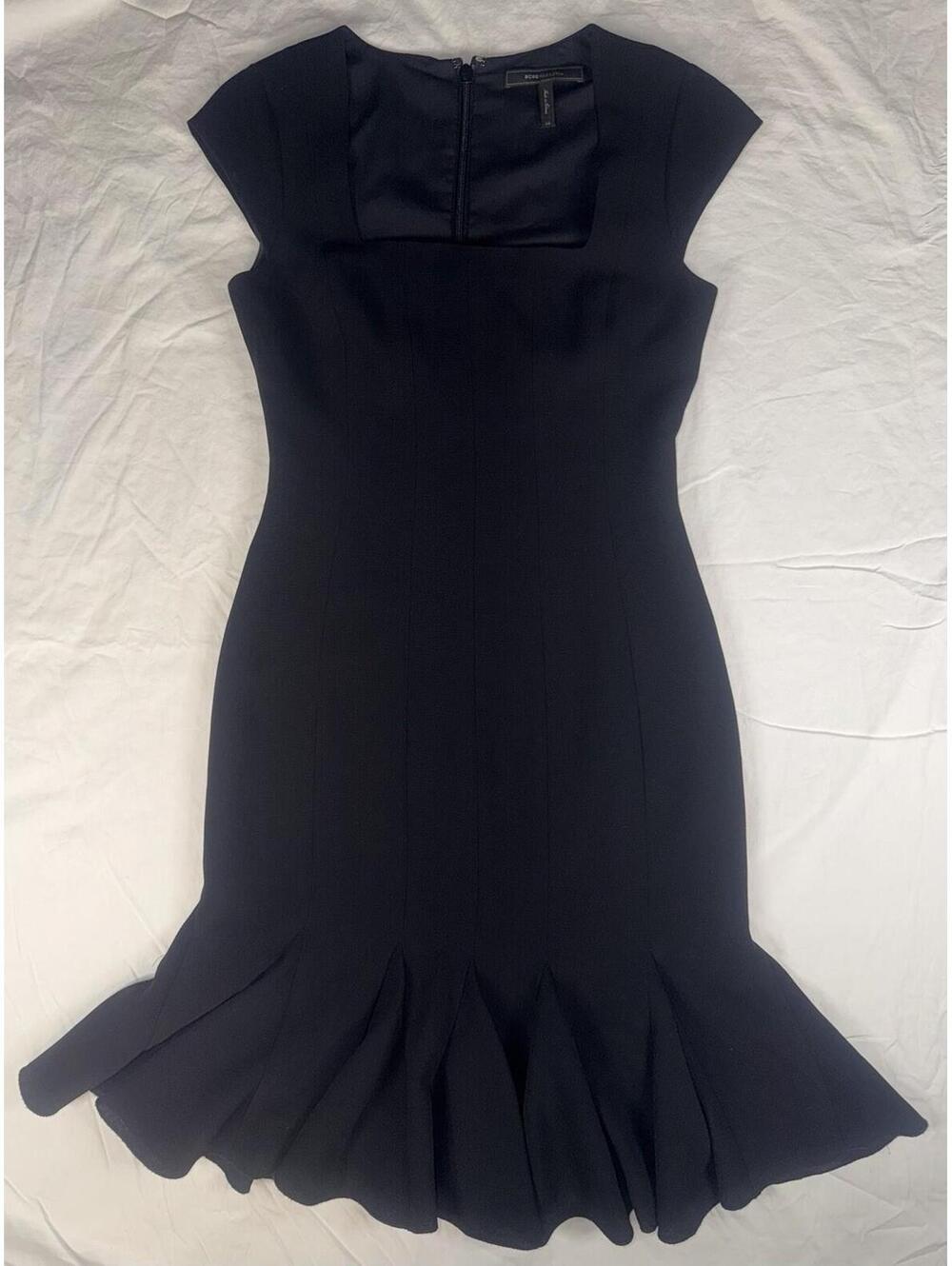 🖤✨ BCBG Max Azria Black Mermaid Hem Midi Dress Size 2 ✨🖤